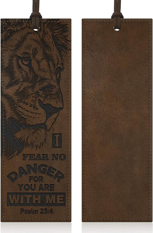 1PC Leather Bookmark Bible Bookmarks for Reading Women Men Book Lovers Gifts, Stitched Religious Christian Bookmark Page Markers Inspirational Bible Verse Scripture Book Marks (Vintage-2-Lion)