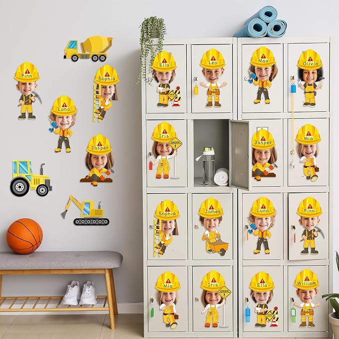 60pcs Construct Theme Cutouts Construction Helmet Bulletin Board Decorations Construct Paper Cut-Outs Classroom Decor for Boy Girl Classroom DIY Craft Photo Kindergarten Preschool Wall Door Supplies
