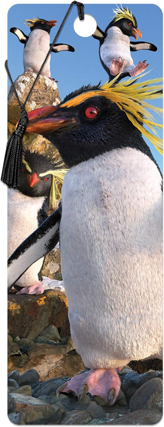 3D LiveLife Bookmark - Rockhoppers from Deluxebase. Cute Lenticular Penguin Page Marker. Animal Themed Accessories for Book Lovers. Small Gifts for Men, Women, Writers and Teachers.