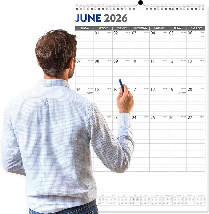 GuassLee Extra Large Wall Calendar 2026,Jumbo Vertical Wall Planner 2026-2027 from June 2026 to December 2027,19 Months with Julian Dates and Notes for Office School Home Teacher Planning,24"x 36"