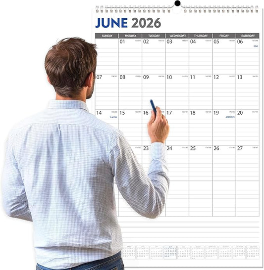 GuassLee Extra Large Wall Calendar 2026,Jumbo Vertical Wall Planner 2026-2027 from June 2026 to December 2027,19 Months with Julian Dates and Notes for Office School Home Teacher Planning,24"x 36"