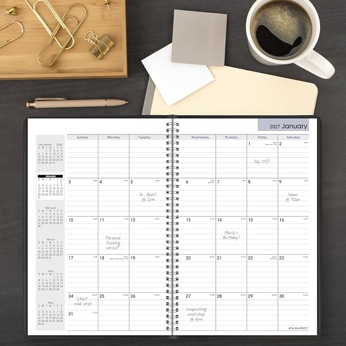 AT-A-GLANCE 2027 Planner, Monthly, 14-Month Dec-Jan, 8" x 12", DayMinder, Black (G4700027)