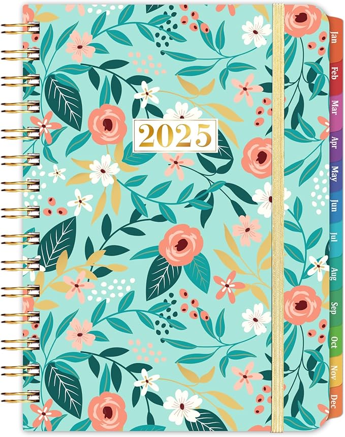 2025 Planner - 2025 Calendar/Planner Weekly and Monthly, JAN 2025 - DEC 2025, 6.3'' x 8.4'', Calendar 2025 Planner with Special Weekly Page, Green Ink Pages, Colorful Monthly Tabs, Back Pocket