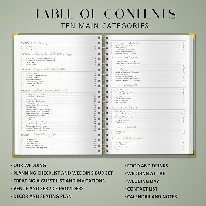 Wedding Planner Book and Organizer - A4 Wedding Planning Book with Checklist, Calendar & Tips - Makes Your Countdown Planning Easy - Engagement Gifts for Newly Engaged Couples, Future Brides & Grooms