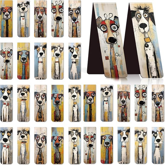 Funny Dog Magnetic Bookmark Gifts - Wxiben 30 Pcs Cartoon Puppy Dog Magnet Book Markers for Reading Pet Bookmarks Magnetic Page Clips Gifts for Book Lovers Women Men Students Teacher Office Supplies