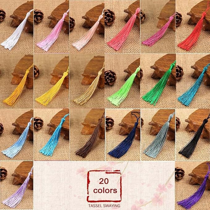 Clear Acrylic Bookmark, BetterJonny 20 Set Plastic Blank Book Page Mark with Colorful Tassels Small Transparent Craft Tags for DIY Classroom Projects and Gift Tag