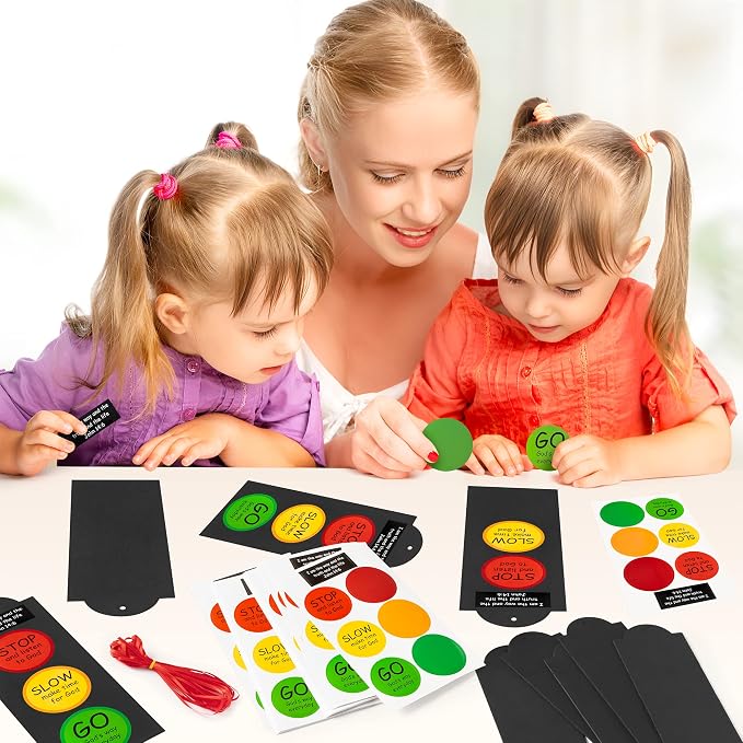32Sets Inspirational Traffic Light Craft Kit Bulk Bible Scripture John 14: 6 Paper Crafts Make Your Own Sunday School DIY Bookmarks for Kids Classroom Home Easter Christian Religious Party Favor