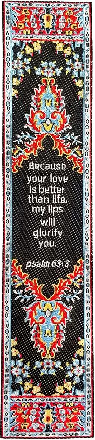 Your Love is Better Than Life, Bulk Pack of 6 Woven Fabric Christian Bookmarks, Silky Soft Psalm 63:3 Flexible Bookmarker for Novels Books and Bibles, Religious Memory Verse Gift