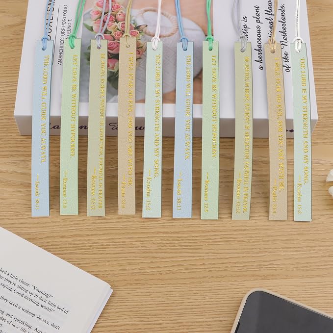 20PCS Leather Bookmark Bible Bookmarks for Reading Women Men Book Lovers Christian Gifts,Cute Page Markers Book Marks Religious Christian Bookmarks Inspirational Bible Verse Scripture (Cool-Toned-2)