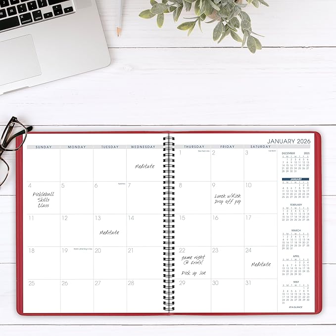 AT-A-GLANCE 2026 Planner, Monthly, 15-Month, 9" x 11", Large, Red (702501326)