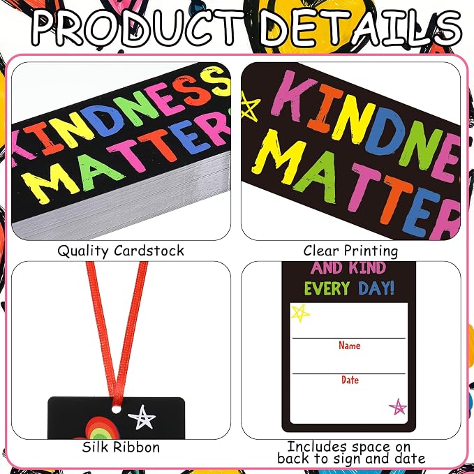 Dispowreath 60 Pcs Kindness Matters Pledge Bookmarks Inspirational Pledge Bookmarks Church Exchange Gifts for Party Favors Prizes Reading Accessories Book Club Supplies Incentive Gifts