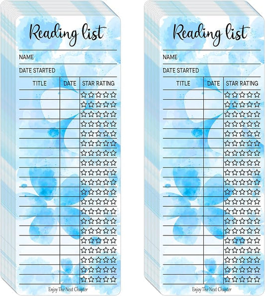 80pcs Bookmark Reading List Library Card Book Tracker Notecards for Student Lover Prize Teacher School Bookworm Accessories Blue