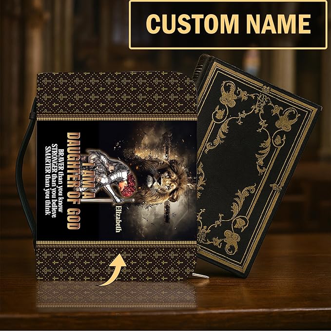 Personalized Bible Cover for Men, Christian Bible Case PU Leather, Jeus Bags Religious Appreciation Gifts for Women Girls Daughter Christian with Handle Zipper (BIBLE-12, M-2XL)