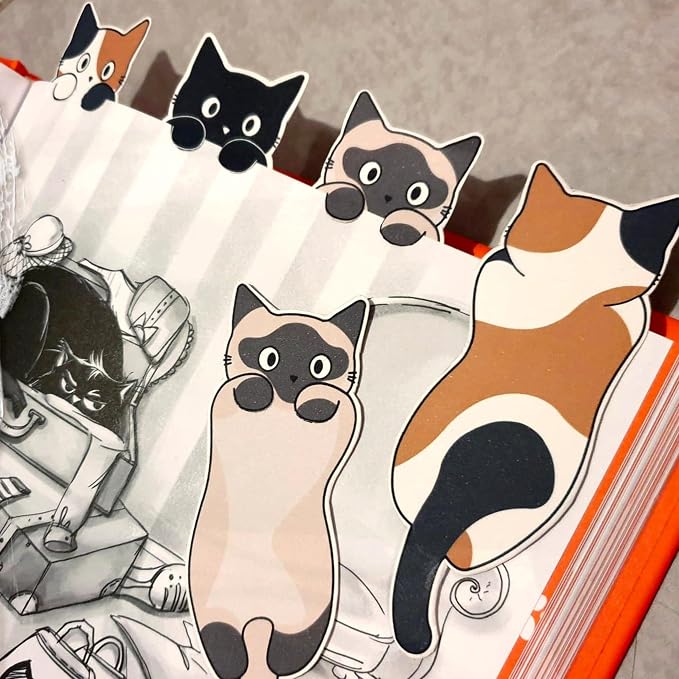 Cute Cat Bookmarks, 10 Pieces Bookmarks for Women Teachers Students Book Lovers Reading, Bookish Gifts for Cat Lovers, for School Office Home Supplies