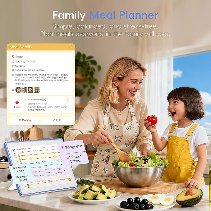 Westsee 15.6" Digital Wall Calendar Frame – Interactive Touchscreen Eletronic Calendars, Smart Family Planner for Schedule, Photo Display, Meals, Chore Chart & Tasks, Wall & Desk Mountable (Ultramarine)