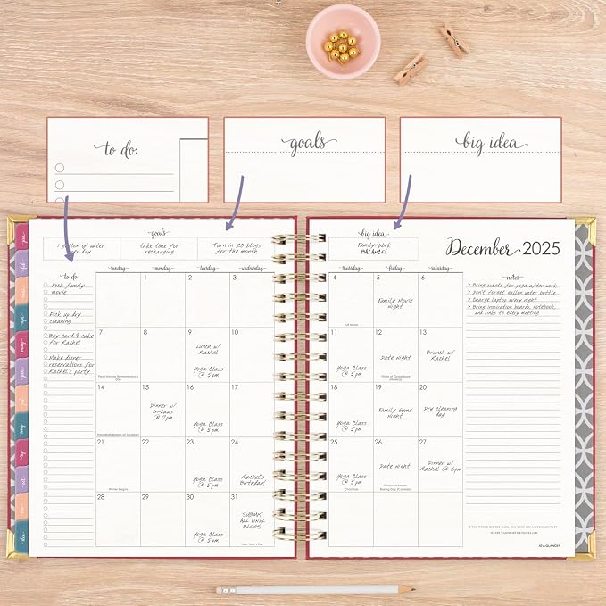 AT-A-GLANCE 2025 Planner, Daily & Monthly, 7" x 8-3/4", Medium, Hardcover, Harmony, Berry (6099-806-59-25)
