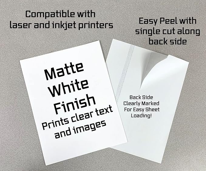 Full Sheet Address and Shipping Labels from Blank Labels - 8.5” x 11” - 1 Label Per Sheet - Permanent White Matte - Inkjet and Laser Guaranteed - Easy to Peel - Made in USA - 250 Sheets - 250 Labels