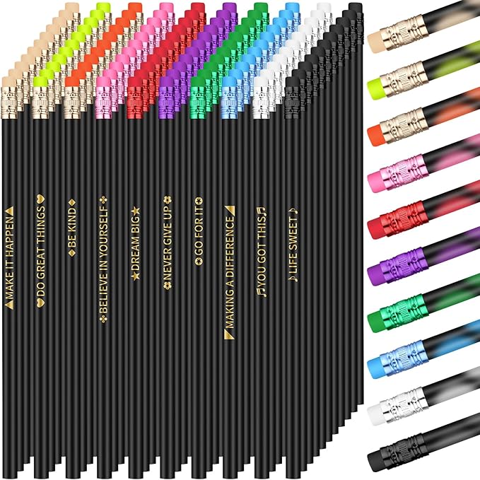 Eersida 200pcs Color Changing Mood Pencils Fun Pencils Bulk for Kids Students Motivational Pencil 2B Assorted Thermochromic Pencil with Eraser (Positive)