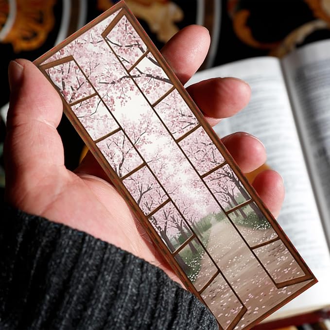 40 Pcs Window View Paper Bookmarks, Aesthetic Flower Reading Book Marks for Women Men, Vintage Scenery Bookmark Set Gifts for Book Lovers Teachers Students Office Workers