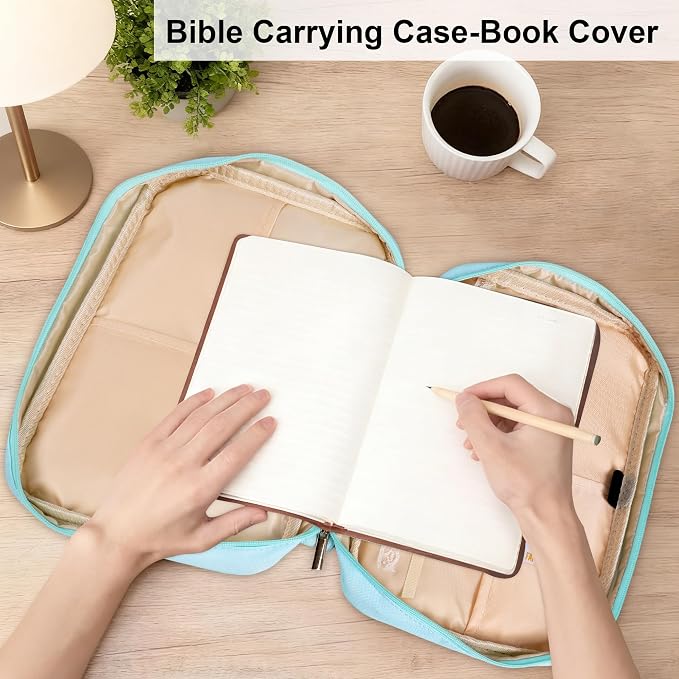 Faithful Hers Bible Covers for Women 2pcs Bible Case Set with Notebook Church Bag Bible Study Book Case with Handle Lightweight Nylon Carrying Bags Christmas Gift