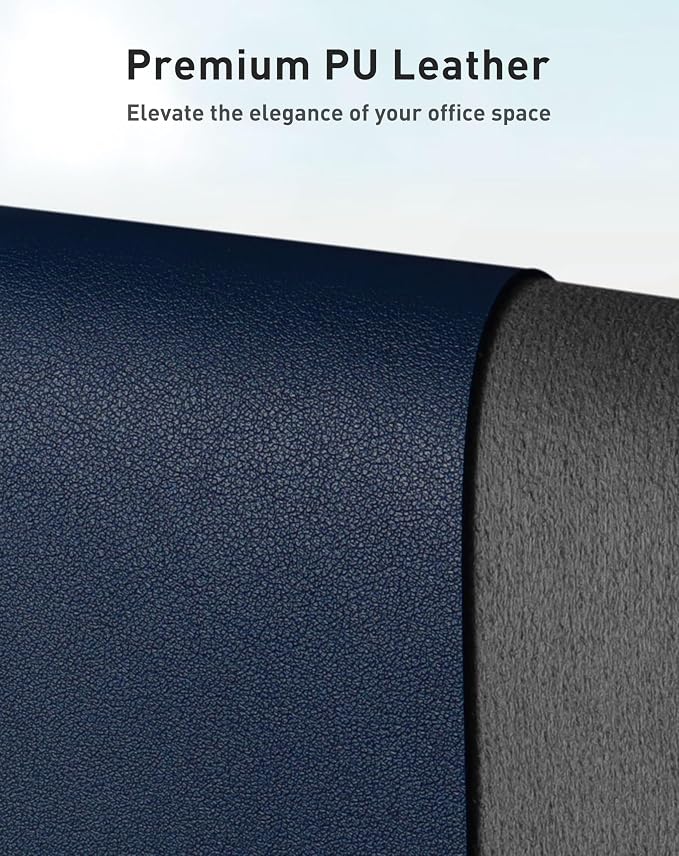 Aothia Faux Leather Desk Mat - Large Mouse Pad, Non-Slip PU Leather Blotter, Waterproof Writing Surface for Office and Home (Dark Blue, 63" x 24")