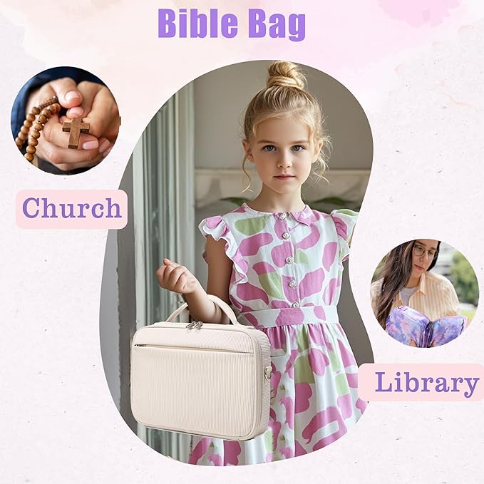 Jumpopack Corduroy Bible Cover Case for Women Grils Bible Cover with Shoulder Strap Bible Case for Bible Study Accessories,Corduroy Beige