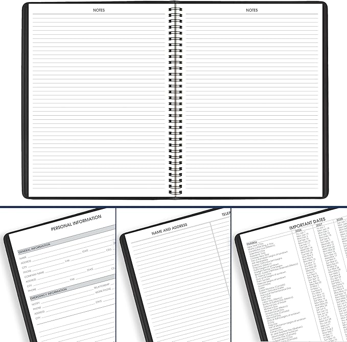 AT-A-GLANCE Planner 2026-2027 Weekly Academic 14-Month July-August, Quarter-Hourly Appointment Book, 8-1/4" x 11", Black (7095705)