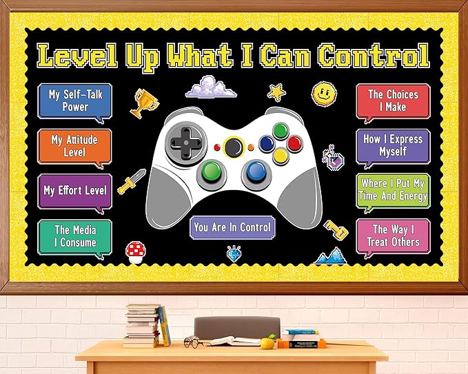 Growth Mindset Video Game Theme Bulletin Board Set Things I Can Control Positive Bulletin Decor Classroom Decorations Mental Health Growth Mindset Cutouts for Teacher Door Wall Display