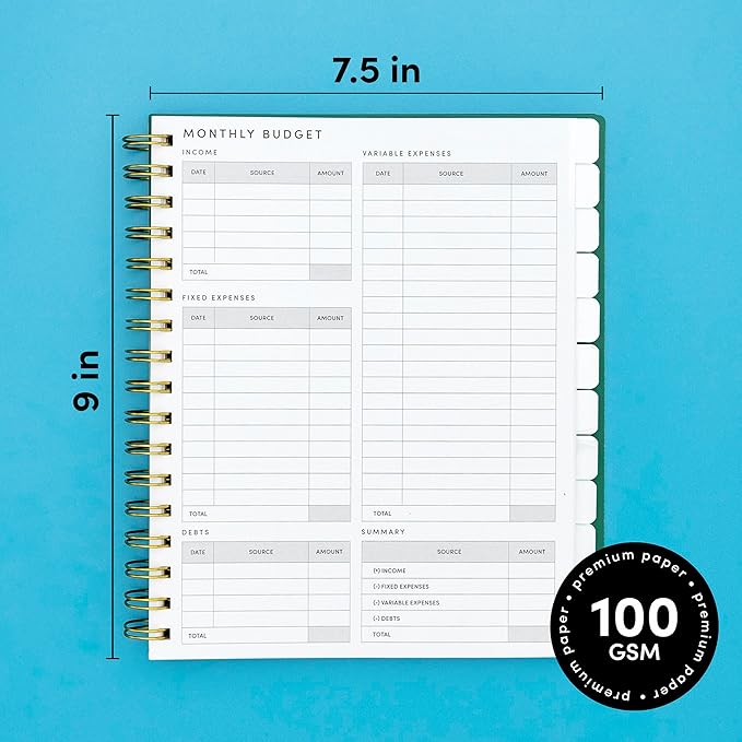 PAPERAGE Undated 12 Month Weekly & Monthly Planner with Durable Cover & Spiral Binding, 7.5 in x 9 in, Productivity Planner with Note Pages, Goals & Budget Trackers, Stickers & Bookmark (Lavender)