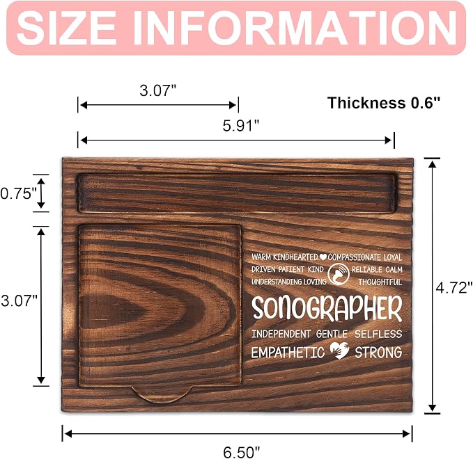 Sonographer Appreciation Gifts, Thank You Gift for Sonographer, Ultrasound Office Coworkers Staff Appreciation Gifts, Sticky Note Holder Wooden Notepad & Pen Holder 6.5" x 4.7" - FTA290