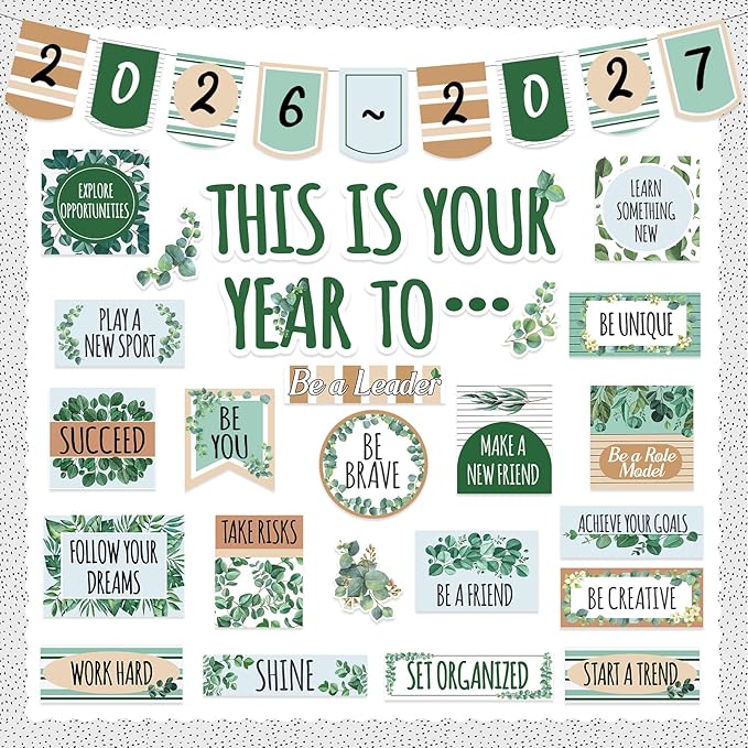 Eucalyptus Classroom Bulletin Board Decorations, This is Your Year to Bulletin Board Sets, Positive Affirmations Wall Decor for Teacher Welcome Back to School Classroom Door Wall Decors