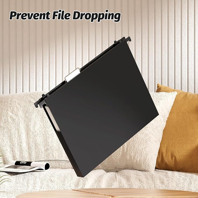 SHUTEX Extra Capacity Plastic Hanging File Folders,12 Pack Reinforced Hang Folder,Heavy Duty 1 Inch Expansion,Filing Cabinet Folders Letter Size for Bulk Files/Medical Charts (Sides Sealed, Black)