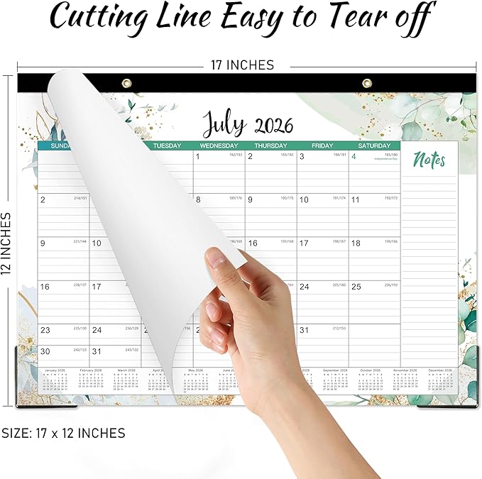 2026-2027 Desk Calendar - Desk Calendar 2026-2027 from Jan.2026 -Jun.2027, 12" x 17", 18 Monthly Calendars with Protector Corner, Large Blocks