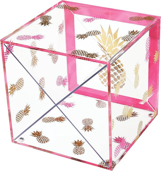 Deflecto Desklarity Storage Cube Organizer Cross Dividers, Desk Accessories, Precisely Pineapple, Acrylic, Clear, 6"W x 6"H x 6"D (41696)