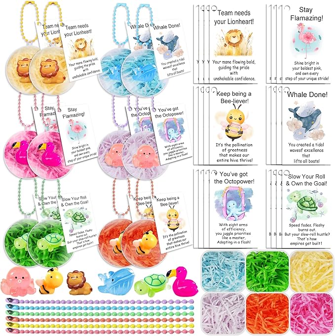 ZXSWEET 24 Sets Emotional Support Gifts Staff Appreciation Gifts Bulk Team for Employees Cute Animal Ornaments Inspirational Tags for Office Staff Teacher Group Students