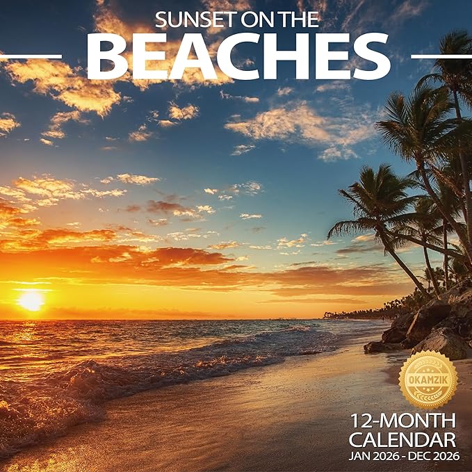 2026 Wall Calendar Planner Calendar - Sunset On The Beach Hangable Monthly Wall Calendar with Large Blocks for Organizing & Planning, Academic Schedule, Home, Office & family, Thick & Sturdy Paper