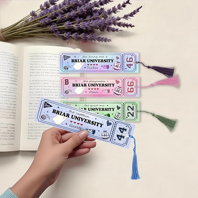 4Pcs Briar U Hockey Bookmarks with Tassels, Off Campus Bookmark, 1.18 x 4.72 in