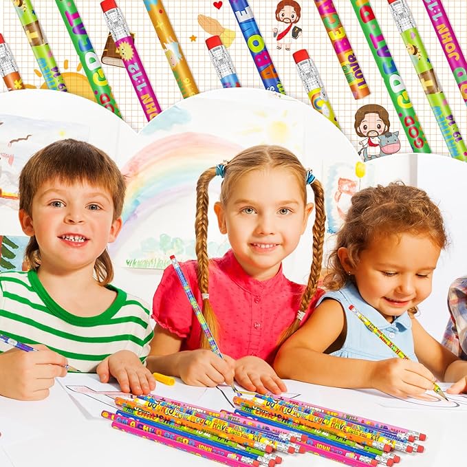 Cinrobiye 200 PCS Bible Pencils Bulk,Christian Gifts Wood Pencils with Erasers Inspirational Religious Supplies for School Prizes Classroom Exchange Gift Party Favors,Stationary Gifts