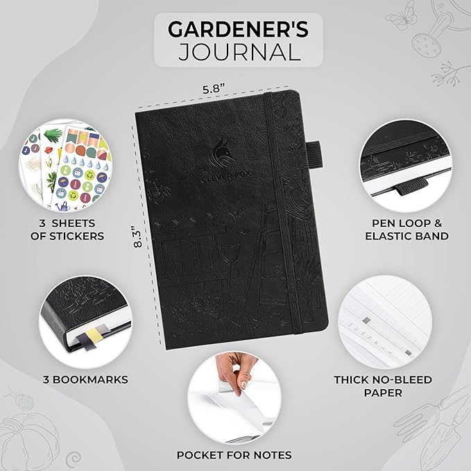 Clever Fox Gardener’s Journal – Guided Gardening Notebook to Plant Vegetables, Flowers & Herbs – 5-Year Garden Log Book for Beginners (Black)