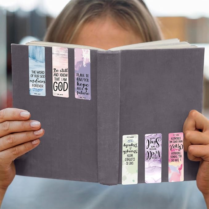 6 Pieces Bookmark, Bible Verse Magnetic Bookmarks for Women Men Book Lovers, Pastel Design Religious Scripture Book Accessories Bookmaker, Christian Gifts for Reading Lovers 2