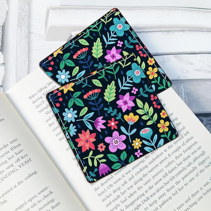 2 Pack Flower Leather Book Corner Bookmark, Durable Handmade Reading Accessories - Gifts for Readers, Women, Men, Teachers, Students 2