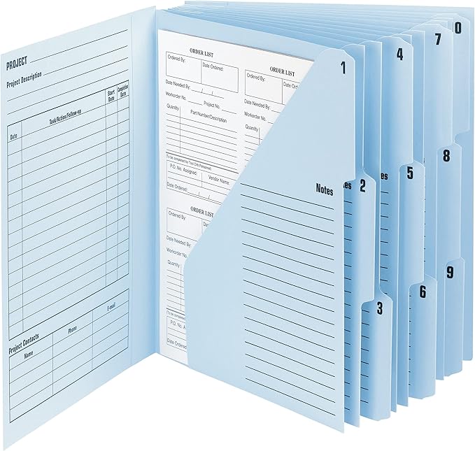 Smead Project Organizer, 10 Pockets, Closed Sides, Preprinted Templates, Reinforced Tabs, Letter Size, Navy/Lake Blue (89200)