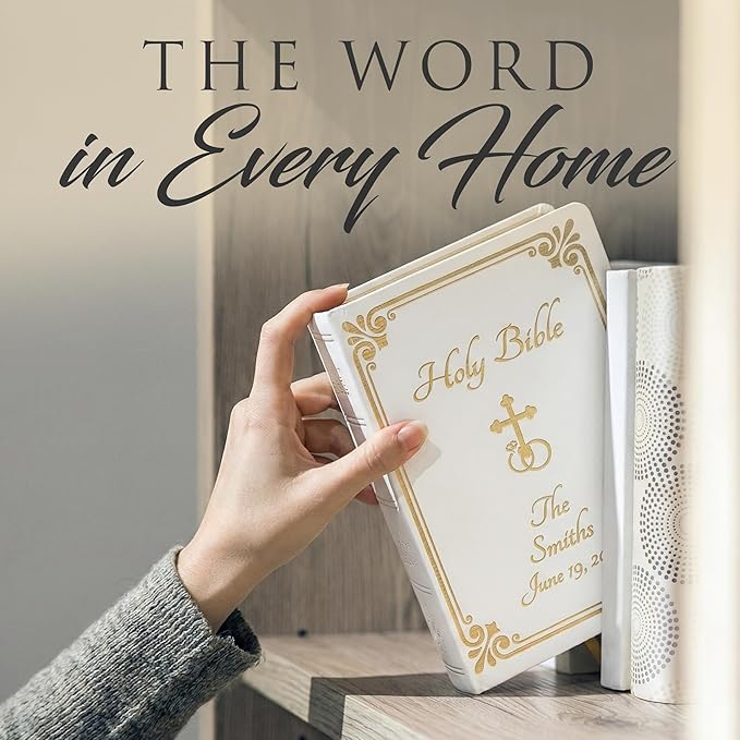 Personalized Catholic Bible with Name Engraved, NABRE - Holy Matrimony Wedding and Anniversary Bible for Newlyweds - Religious Vows Ceremony Christian Gift