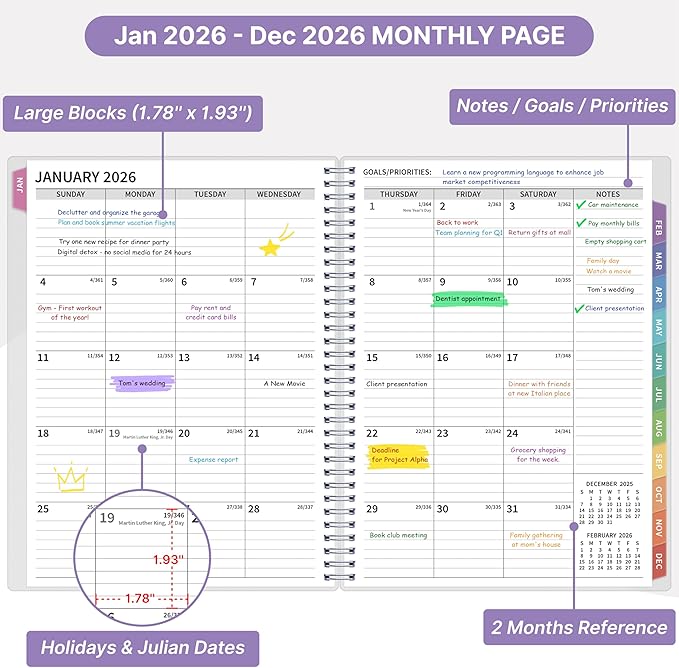 2026 Appointment Book, 30 Minutes-Hourly, Weekly ＆ Monthly Calendar Planner 2026, Jan 2026 - Dec 2026, 8.5'' x 11'', 2026 Daily Planner with Tabs ＆Pocket, Flexible Cover, Great for Office, Home, School
