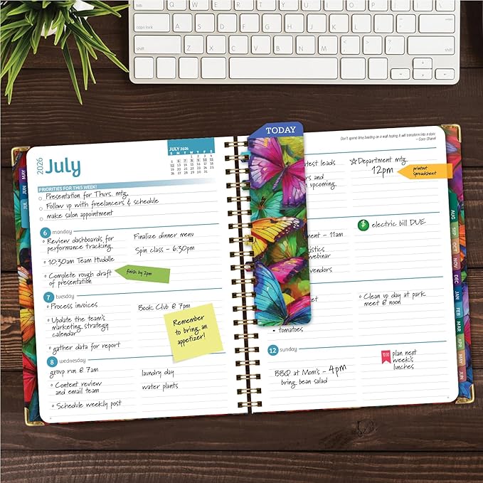 HARDCOVER Academic Year 2026-2027 Planner: 14 Months (May 2026 Through June 2027) 8.5"x 11" Daily Weekly Monthly Planner Yearly Agenda. Bookmark, Pocket Folder and Sticky Note Set (Colorful Butterflies)