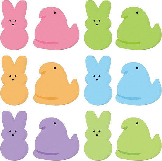 Yopyame Easter Bulletin Board Cutouts - 78pcs Easter Bunny Peeps Rabbit Chick Cutouts Paper Cutting Bulletin Board Decor Bunny Chick Name Tags Cutout Classroom Wall Decor for Kindergarten Preschool