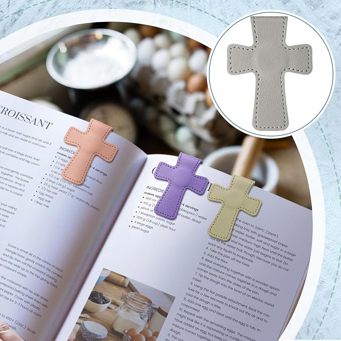 Relaxweex 6 Pcs Cross Leather Magnetic Bookmarks for Women Christian Bookmarks Page Markers Colorful Religious Cross Bookmark for Women Students Teachers Book Lovers Reading Supplies