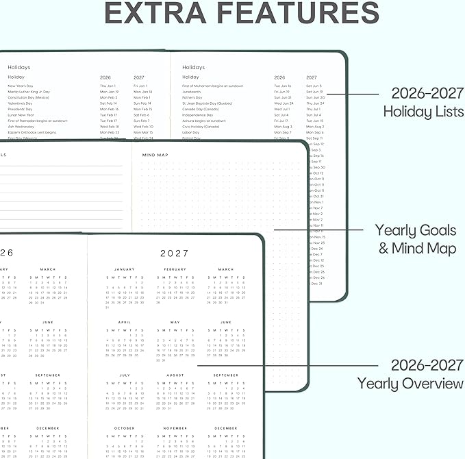 And Per Se Undated Weekly Planner 2026, A5 size Leather Hardcover Planner with Goals & Habit Tracker – ADHD Planner & Productivity Journal (Forest Green)