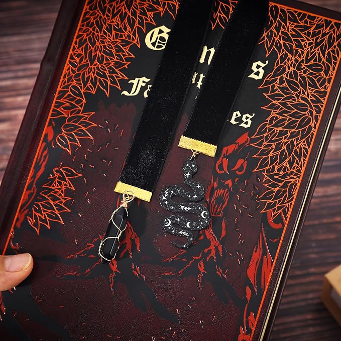 Vintage Wicked Bookmark,Snake Pendant Witchy Ribbon Bookmarks for Reading Women, Men, Book Lovers, Girls, Teens, Teachers and Students, Handmade Witch Book Mark