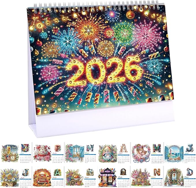 2026 Standing Desk Calendar DIY Diamond Art Painting Monthly Flip Desktop Calendar with To Do List Calendars Planner for Home Office-2026-02